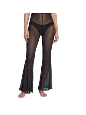 Wild Fable Women's Black Sheer Flared Pants XL 14/16 Lightweight Mesh With Tags